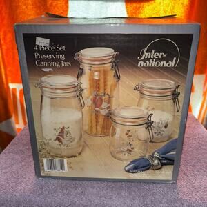 International Glass canister Set of 4 – Vintage, Unused, Verified Complete